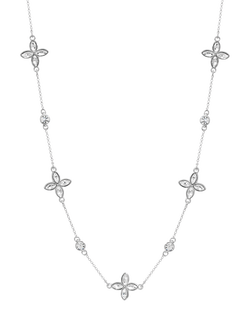 Jon Richard Crystal Clover Allway Necklace, Silver, Silver