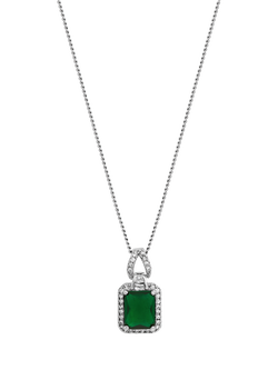 Jon Richard Emerald Cubic Zirconia Perfume Bottle Pendant Necklace, Silver, Silver
