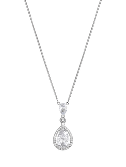 Jon Richard Cubic Zirconia Pendant Necklace, Silver, Silver