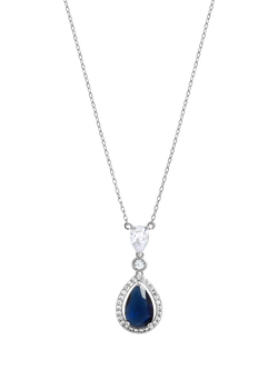 Jon Richard Cubic Zirconia Sapphire Pendant Necklace, Silver, Silver