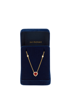 Jon Richard Red Heart Pendant Necklace, Gold - view 2, Gold