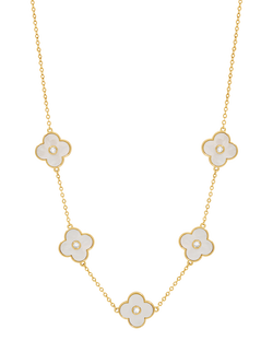 Jon Richard Mother-of-Pearl Polished Clover Necklace, Gold, Gold
