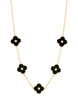 Jon Richard Jet Polished Clover Necklace, Gold, Gold