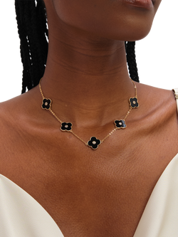 Jon Richard Jet Polished Clover Necklace, Gold - view 2, Gold