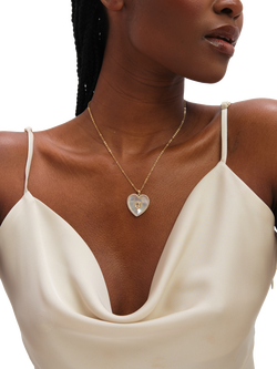 Jon Richard Mother-of-Pearl Heart Pendant Necklace, Gold - view 2, Gold