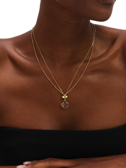 Jon Richard Polished Crystal Clover Pendant Necklace, Gold - view 2, Gold