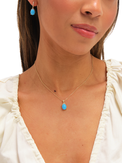 Jon Richard Turquoise Stone Pendant Necklace - view 2, Gold