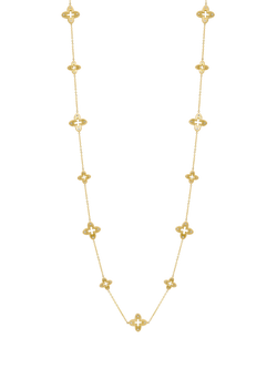 Jon Richard Textured Crystal Clover Long Necklace, Gold, Gold
