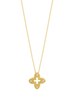 Jon Richard Textured Crystal Clover Pendant Necklace, Gold, Gold