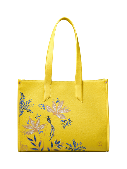 Sara Miller Printed Box Tote Bag, Botanic Yellow/Multi, Botanic Yellow/Multi