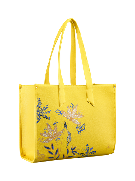 Sara Miller Printed Box Tote Bag, Botanic Yellow/Multi - view 2, Botanic Yellow/Multi