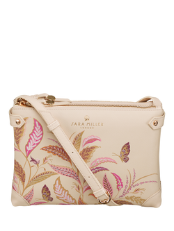 Sara Miller Fern Garden Zip Crossbody Bag, Pink/Multi, Pink/Multi