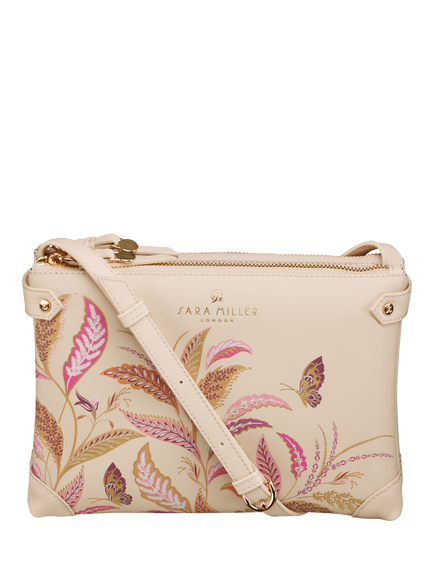 Sara Miller Fern Garden Zip Crossbody Bag, Pink/Multi, Pink/Multi