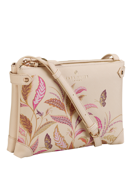 Sara Miller Fern Garden Zip Crossbody Bag, Pink/Multi - view 2, Pink/Multi