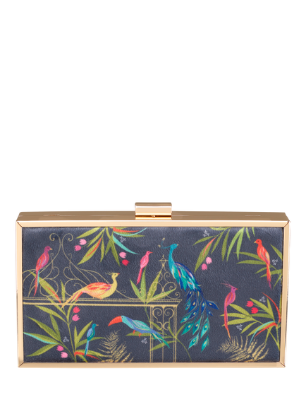 Sara Miller Enchanted Gate Velvet Clutch Bag, Navy/Multi - view 2, Navy/Multi