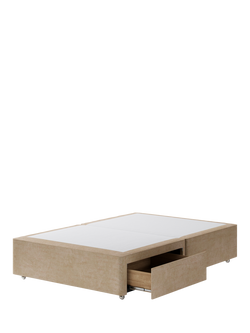 Hypnos Pocket Sprung Upholstered 2 Drawer Divan Base, Small Double - view 2, Premium Sandstone Pearl
