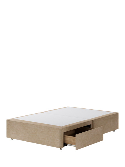Hypnos Pocket Sprung Upholstered 2 Drawer Divan Base, Small Double - view 2, Premium Sandstone Pearl