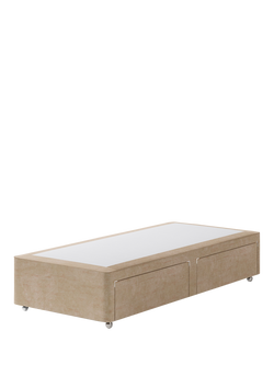 Hypnos Pocket Sprung Upholstered 2 Drawer Divan Base, Single, Premium Sandstone Pearl
