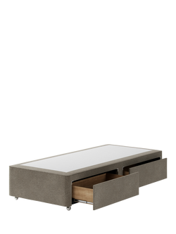 Hypnos Pocket Sprung Upholstered 2 Drawer Divan Base, Single - view 2, Derwent Mushroom
