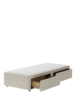 Hypnos Pocket Sprung Upholstered 2 Drawer Divan Base, Single - view 2, Brooklyn Shell