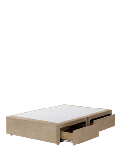 Hypnos Pocket Sprung Upholstered 4 Drawer Divan Base, Small Double - view 2, Premium Sandstone Pearl