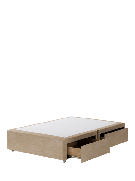 Hypnos Pocket Sprung Upholstered 4 Drawer Divan Base, Small Double - view 2, Premium Sandstone Pearl