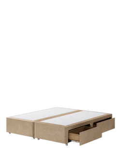 Hypnos Pocket Sprung Upholstered 4 Drawer Divan Base, Super King Size - view 2, Premium Sandstone Pearl