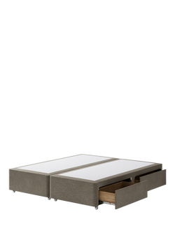 Hypnos Pocket Sprung Upholstered 4 Drawer Divan Base, Super King Size - view 2, Derwent Mushroom