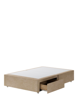 Hypnos Non-Sprung Upholstered 2 Drawer Divan Base, Small Double - view 2, Premium Sandstone Pearl