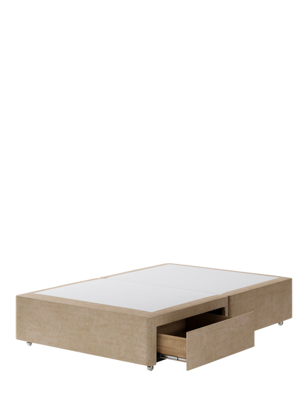 Hypnos Non-Sprung Upholstered 2 Drawer Divan Base, Small Double - view 2, Premium Sandstone Pearl