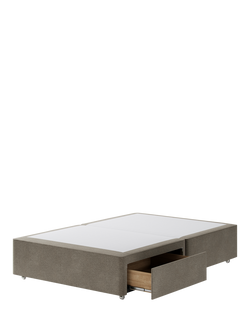 Hypnos Non-Sprung Upholstered 2 Drawer Divan Base, Small Double - view 2, Derwent Mushroom