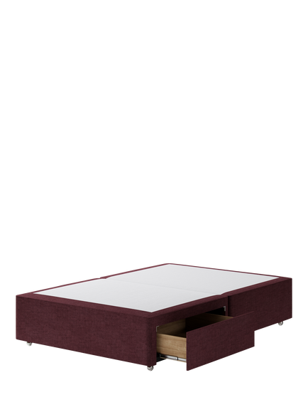Hypnos Non-Sprung Upholstered 2 Drawer Divan Base, Double - view 2, Premium Tanzanite