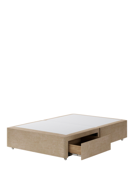 Hypnos Non-Sprung Upholstered 2 Drawer Divan Base, Double - view 2, Premium Sandstone Pearl