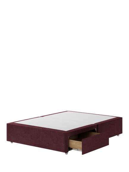 Hypnos Non-Sprung Upholstered 2 Drawer Divan Base, King Size - view 2, Premium Tanzanite