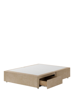 Hypnos Non-Sprung Upholstered 2 Drawer Divan Base, King Size - view 2, Premium Sandstone Pearl