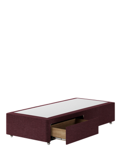 Hypnos Non-Sprung Upholstered 2 Drawer Divan Base, Single - view 2, Prem Tanzanite