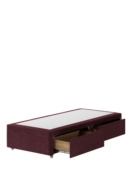 Hypnos Non-Sprung Upholstered 2 Drawer Divan Base, Single - view 2, Premium Tanzanite