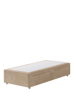 Hypnos Non-Sprung Upholstered 2 Drawer Divan Base, Single, Premium Sandstone Pearl