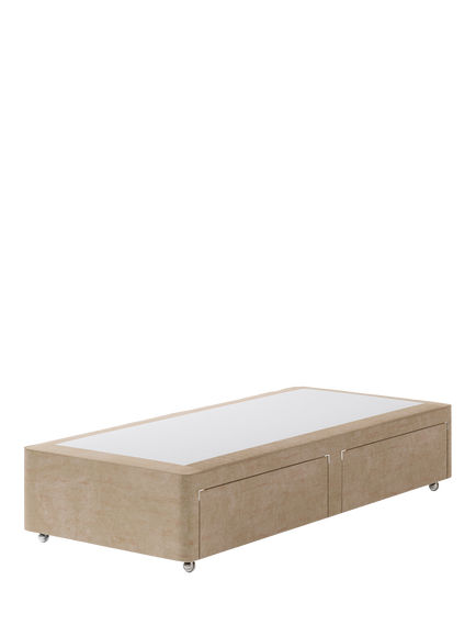 Hypnos Non-Sprung Upholstered 2 Drawer Divan Base, Single, Premium Sandstone Pearl