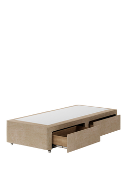 Hypnos Non-Sprung Upholstered 2 Drawer Divan Base, Single - view 2, Premium Sandstone Pearl