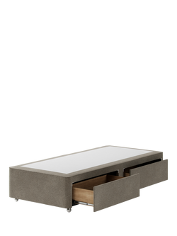 Hypnos Non-Sprung Upholstered 2 Drawer Divan Base, Single - view 2, Derwent Mushroom