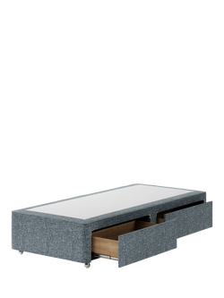 Hypnos Non-Sprung Upholstered 2 Drawer Divan Base, Single - view 2, Arvalli Storm