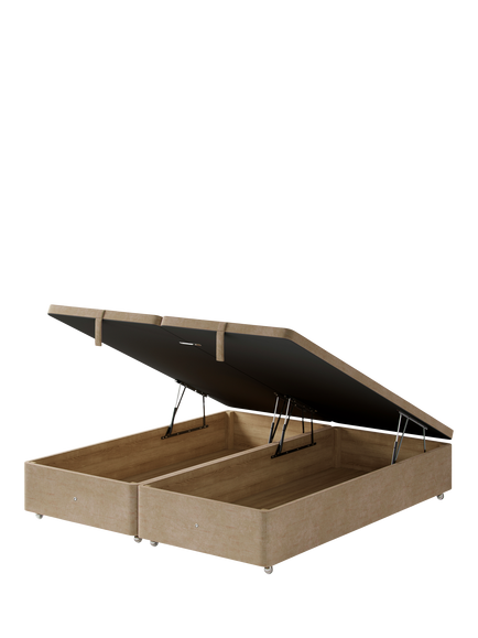 Hypnos Non-Sprung Upholstered Ottoman Storage Divan Base, Super King Size - view 2, Premium Sandstone Pearl