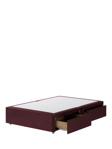 Hypnos Non-Sprung Upholstered 4 Drawer Divan Base, Small Double - view 2, Premium Tanzanite
