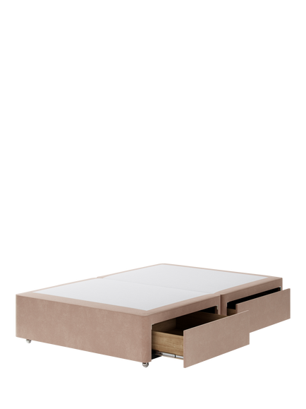 Hypnos Non-Sprung Upholstered 4 Drawer Divan Base, Small Double - view 2, Atlas Orchid