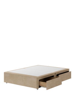 Hypnos Non-Sprung Upholstered 4 Drawer Divan Base, King Size - view 2, Premium Sandstone Pearl