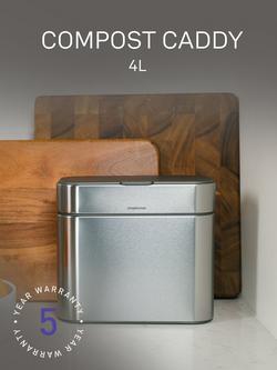 Simplehuman Compost Caddy, Stainless Steel, 4L - view 2, Stainless Steel