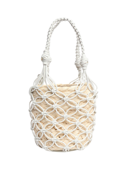 Pre-loved Miu Miu Raffia Woven Bucket Bag, White, White