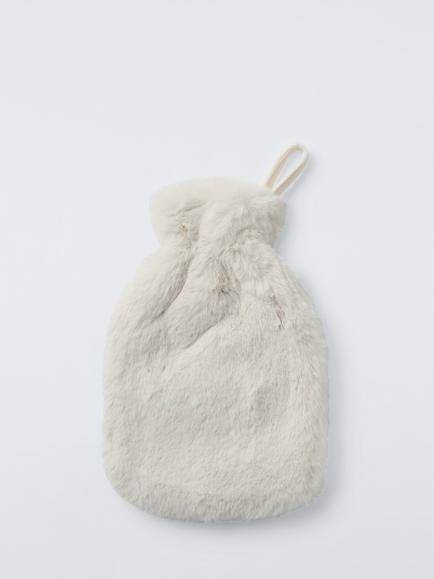 John Lewis Faux Fur Hot Water Bottle - view 2, White