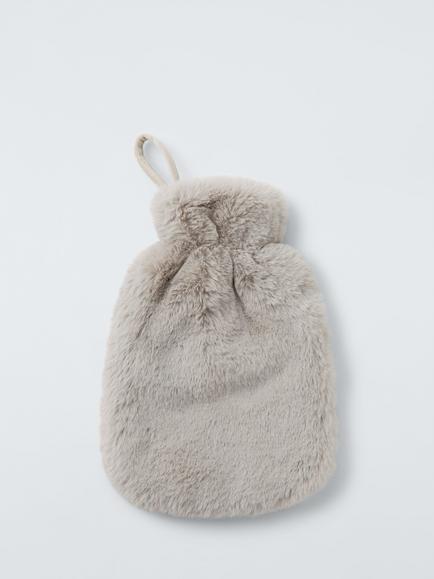 John Lewis Faux Fur Hot Water Bottle, Mocha